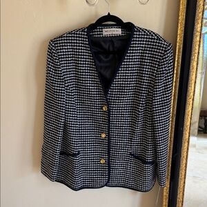 NWT WEINBERG Paris Vintage Tweed Navy and White Blazer